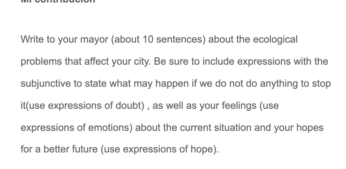 Solved Write To Your Mayor about 10 Sentences About The Chegg
