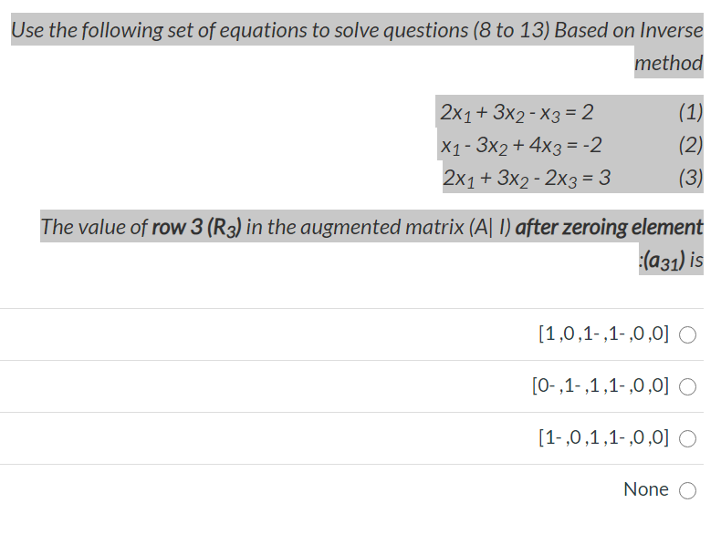 Solved Use the following set of equations to solve questions | Chegg.com