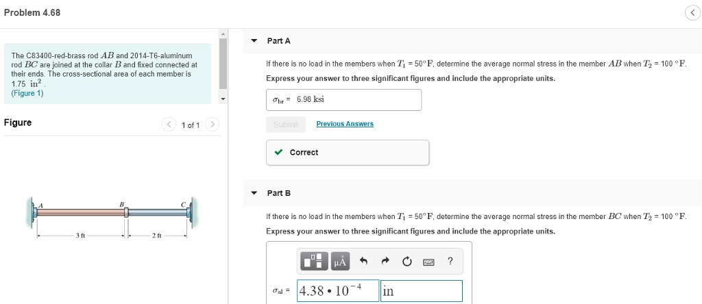 Solved Problem 4.68 Part A The C83400-red-brass rod AB and | Chegg.com