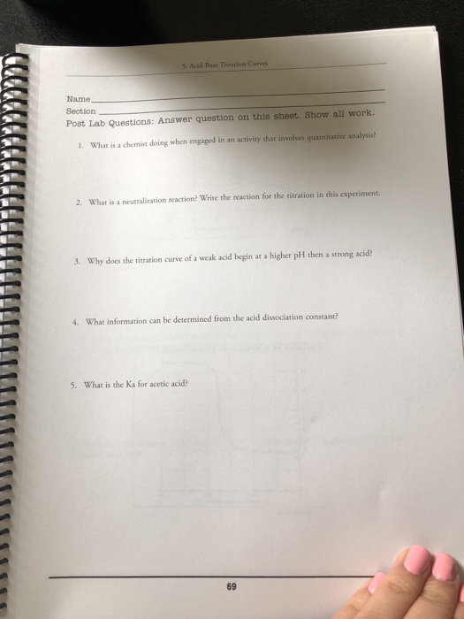 Solved 5. AcidBase Titration Curves Name Section Pre Lab