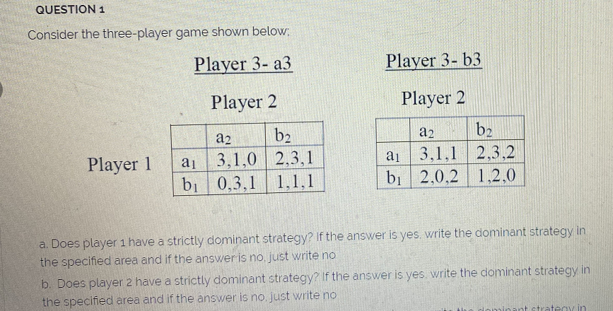 Solved QUESTION 1 Consider The Three-player Game Shown | Chegg.com