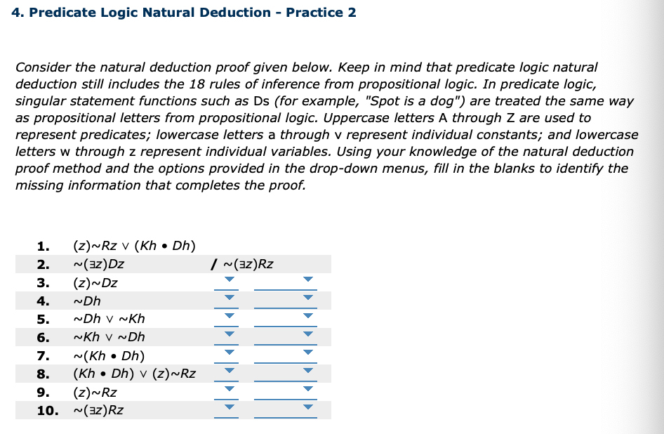 Solved 4. Predicate Logic Natural Deduction - Practice 2 | Chegg.com