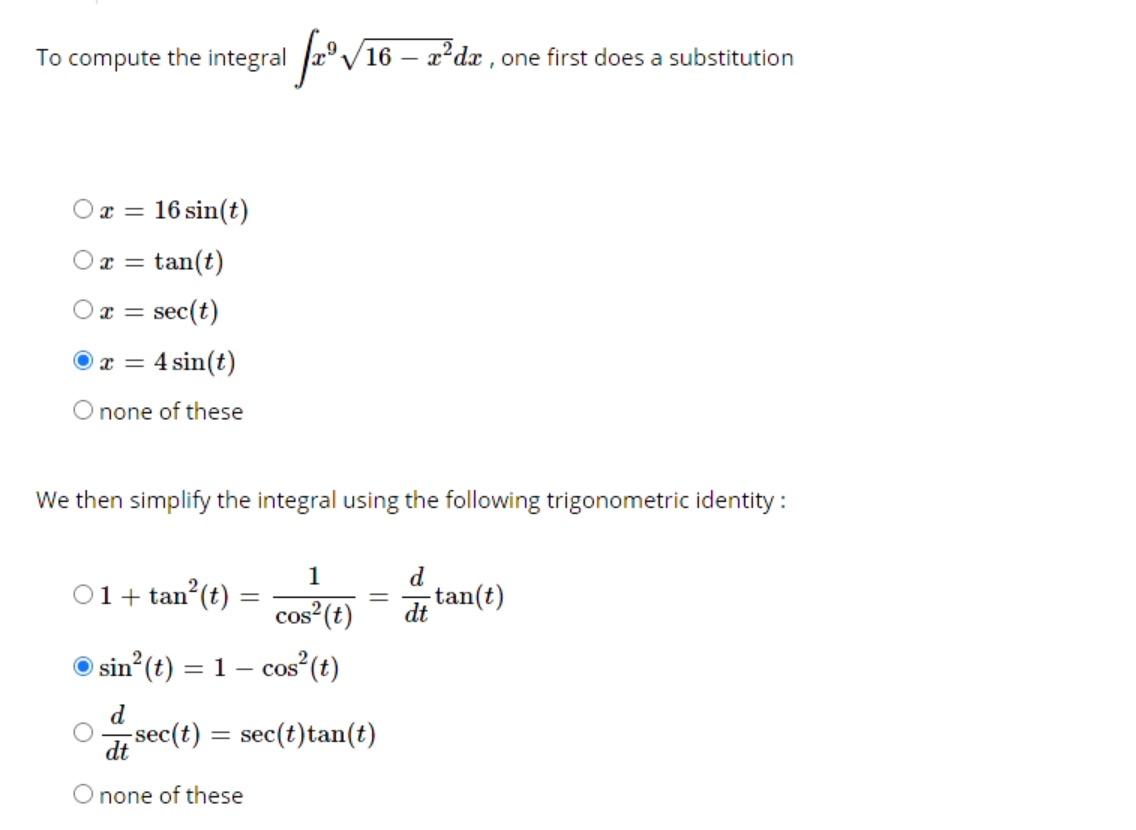 Solved To Compute Th The Integral ſz 16 D De X Dx O Chegg Com