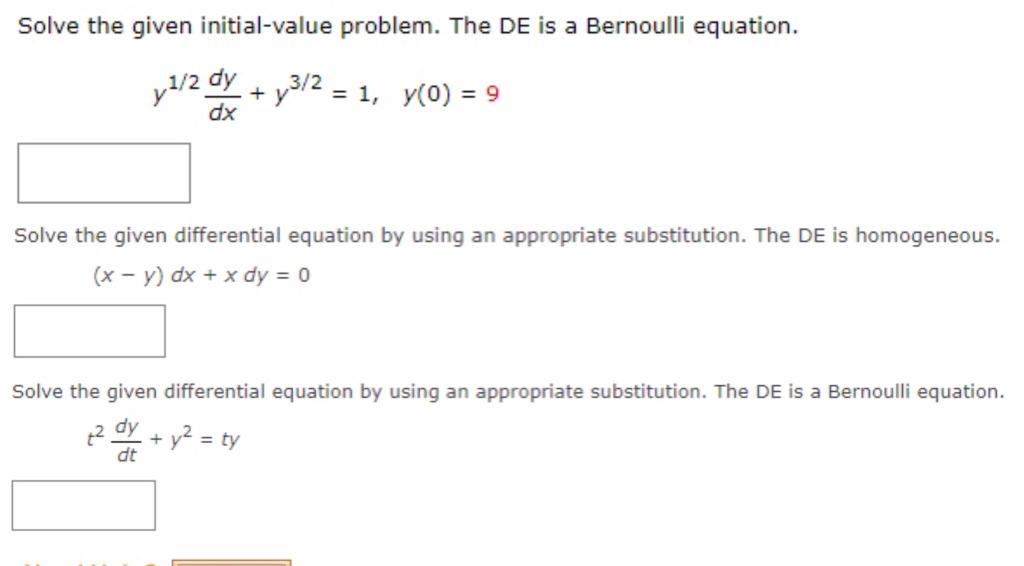 solve the given initial value problem the de is homogeneous