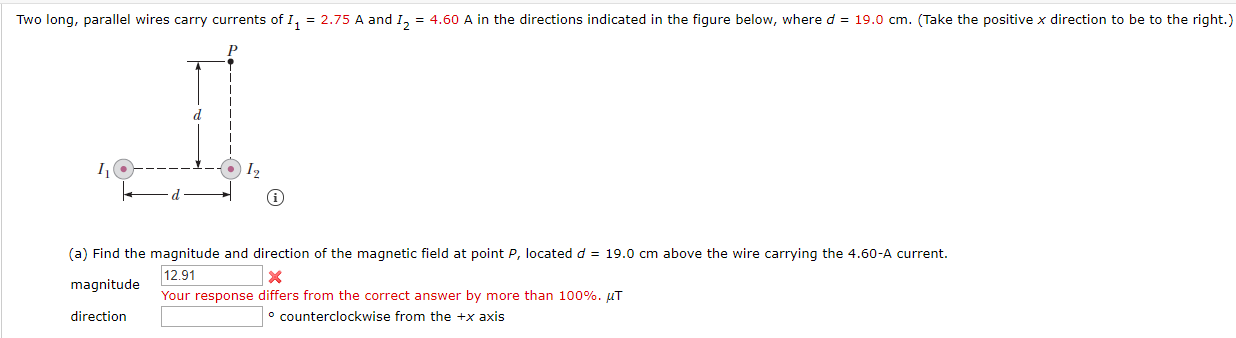 Solved Two long, parallel wires carry currents of I1 = 2.75 | Chegg.com