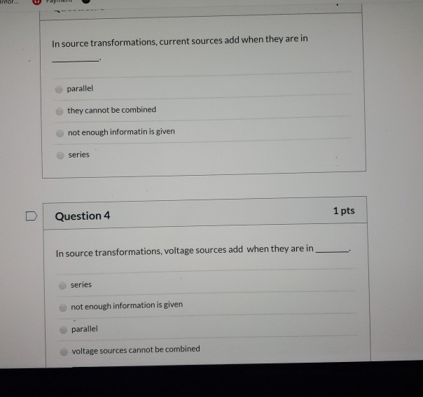 Solved Payment Question 1 1 pts The equivalent circuit of a | Chegg.com