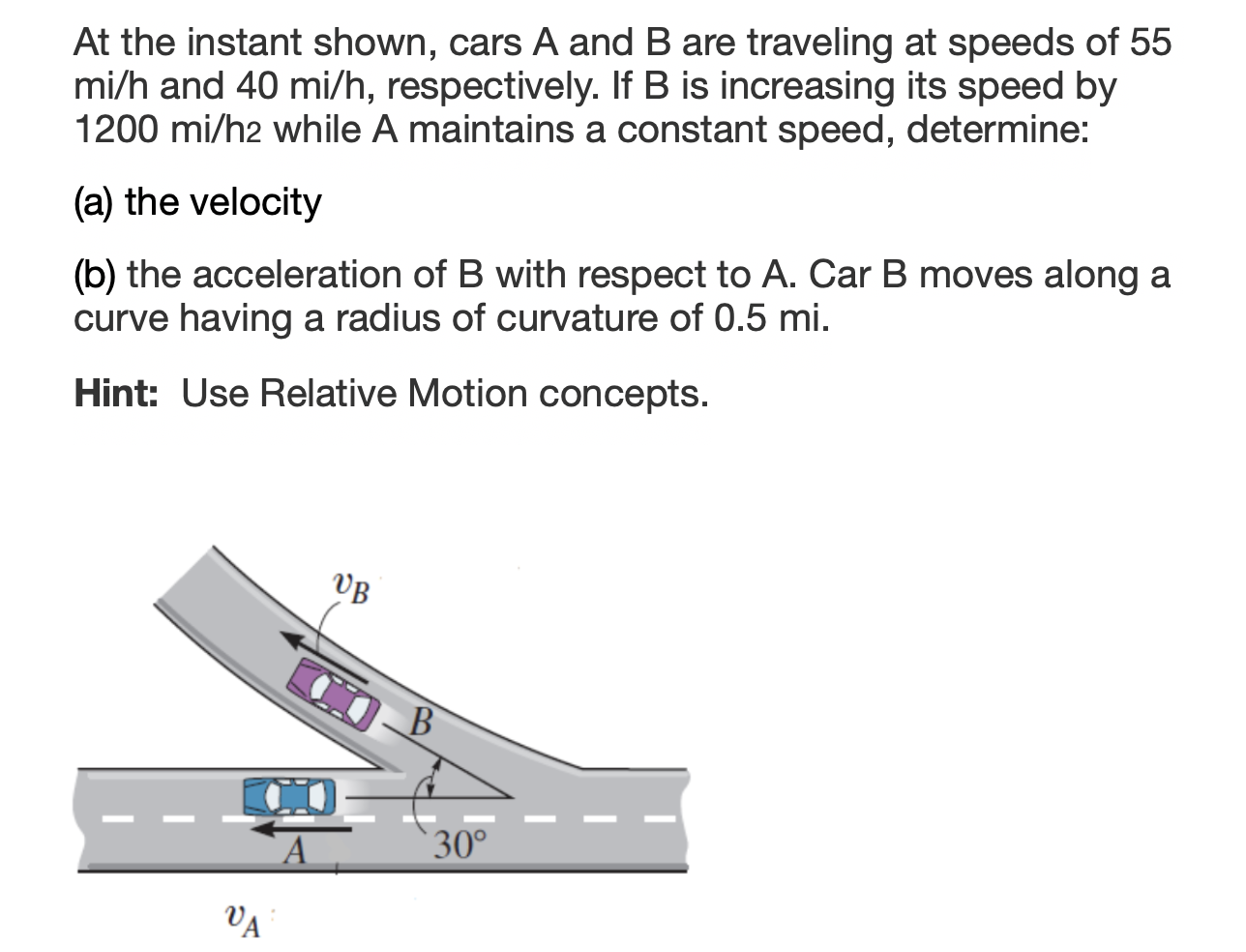 Solved At The Instant Shown, Cars A And B Are Traveling At | Chegg.com