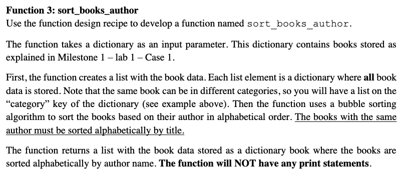 Solved Using python Function 3: sort_books_author Use the | Chegg.com