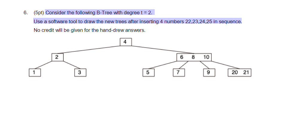 Solved Consider the following B-Tree with degree t = 2. | Chegg.com