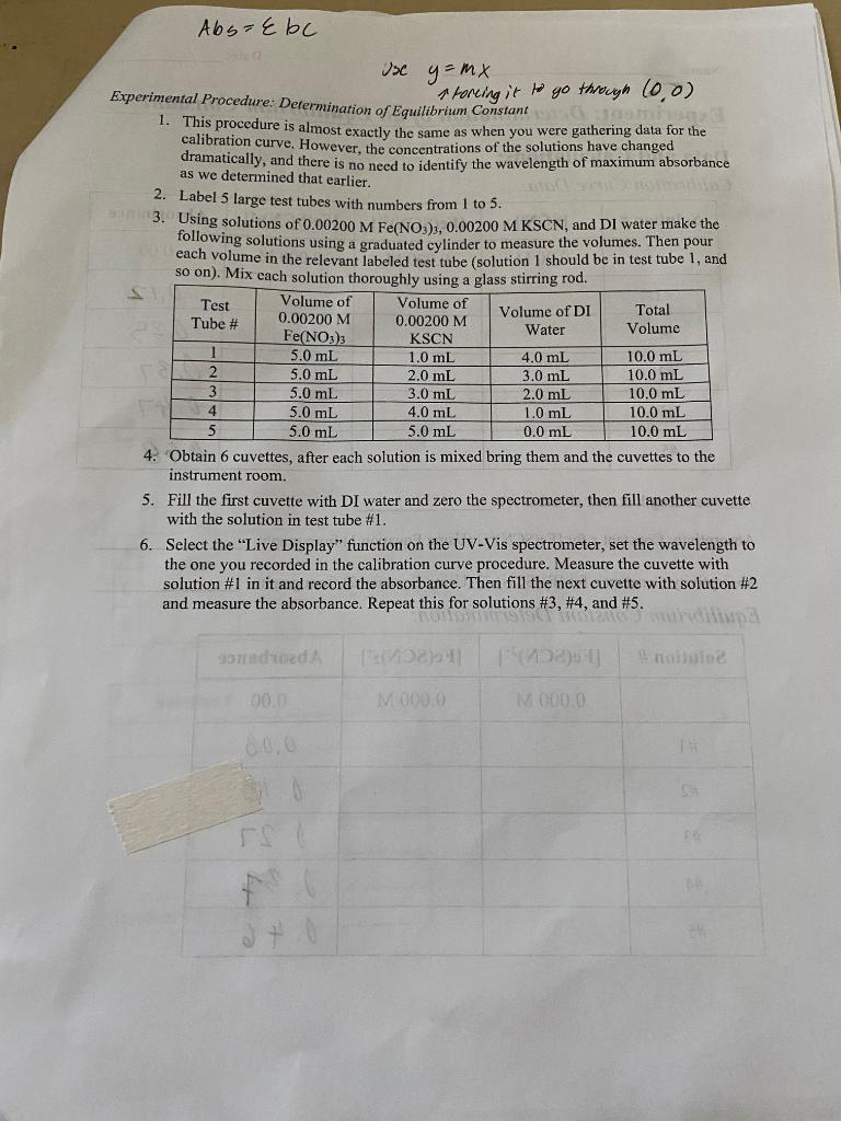 in-this-experiment-you-will-determine-the-equilibrium-chegg