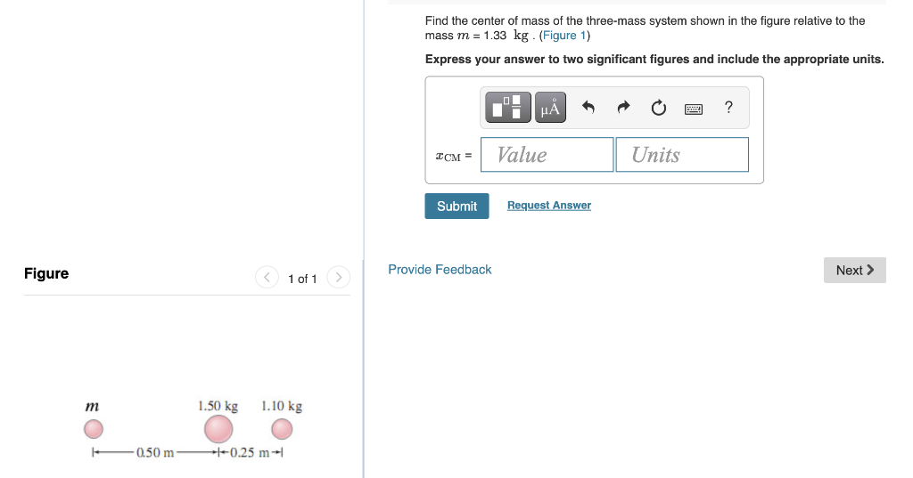 Solved Find the center of mass of the three-mass system | Chegg.com