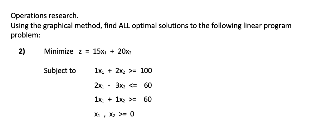 Solved Operations research. Using the graphical method, find | Chegg.com
