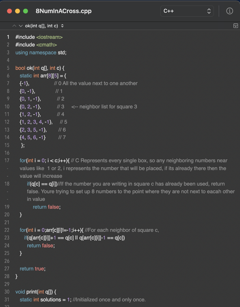 Solved This is code on the problem 8 numbers in a cross. I | Chegg.com