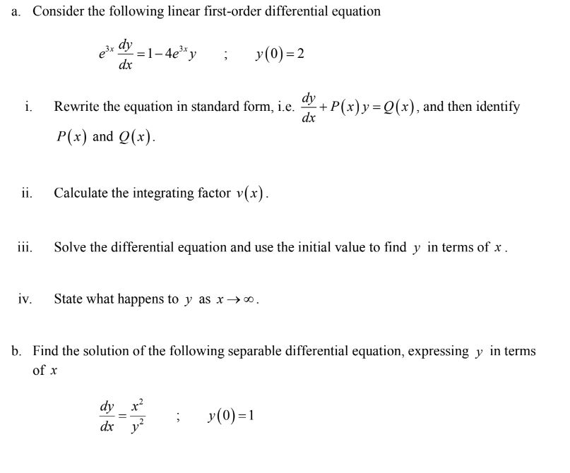 Solved a. Consider the following linear first-order | Chegg.com