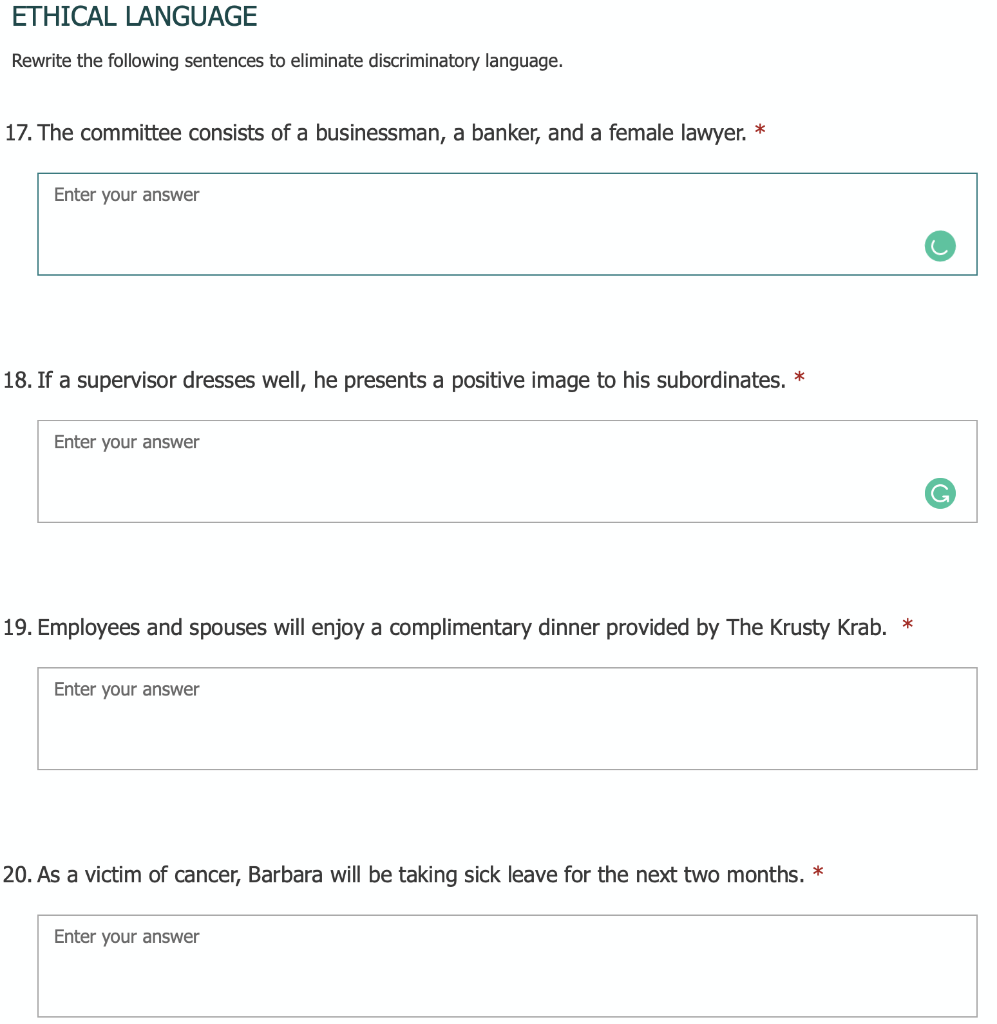 Solved Rewrite The Following Sentences To Eliminate | Chegg.com