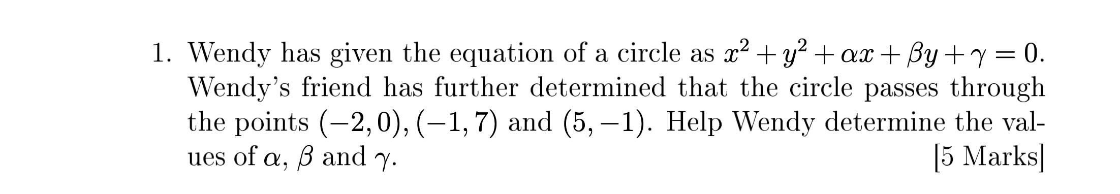 Solved Wendy has given the equation of a circle as | Chegg.com