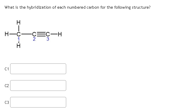 Solved What is the hybridization of each numbered carbon for | Chegg.com