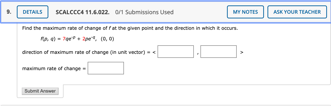 | function parameters (scale, decrease rate)... Solved 9. DETAILS SCALCCC4 11.6.022. 0/1 Submissions Used MY | Chegg.com