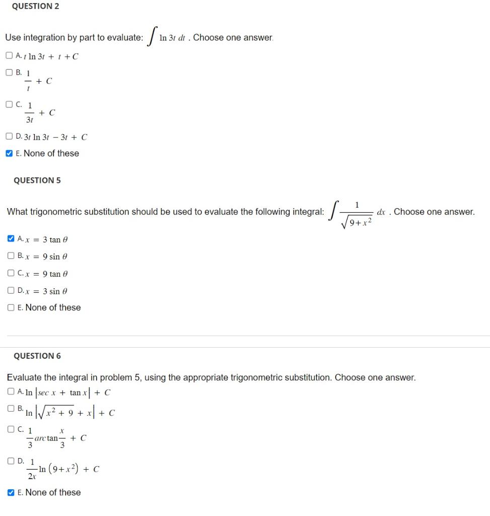 Solved Use integration by part to evaluate: ∫ln3tdt. Choose | Chegg.com