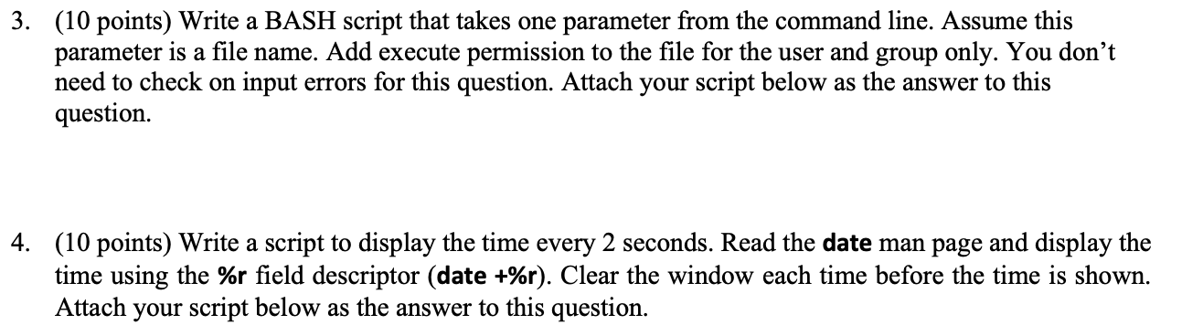 Solved 3 10 Points Write A Bash Script That Takes One Chegg Com