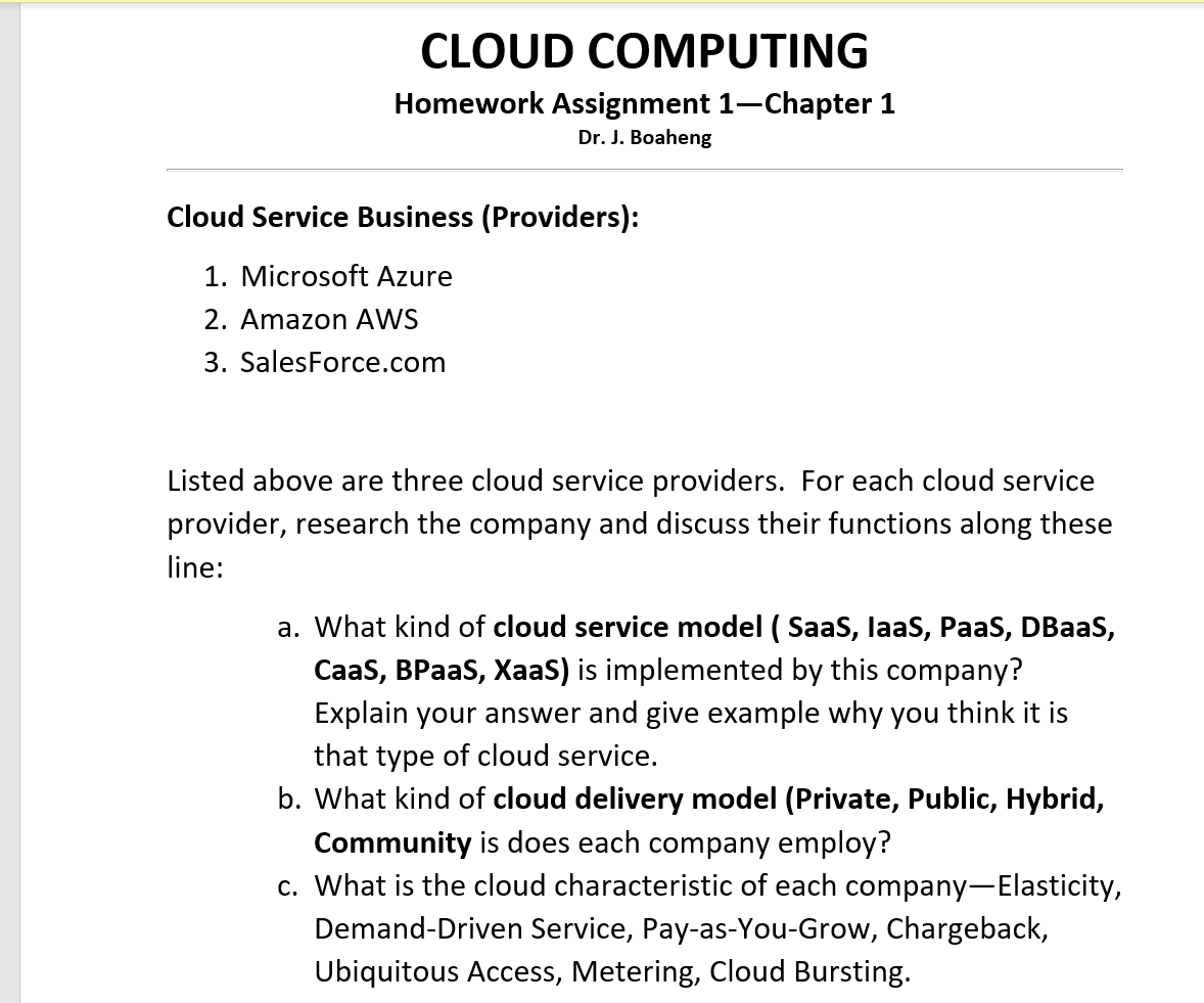 cloud computing assignment 1 answers