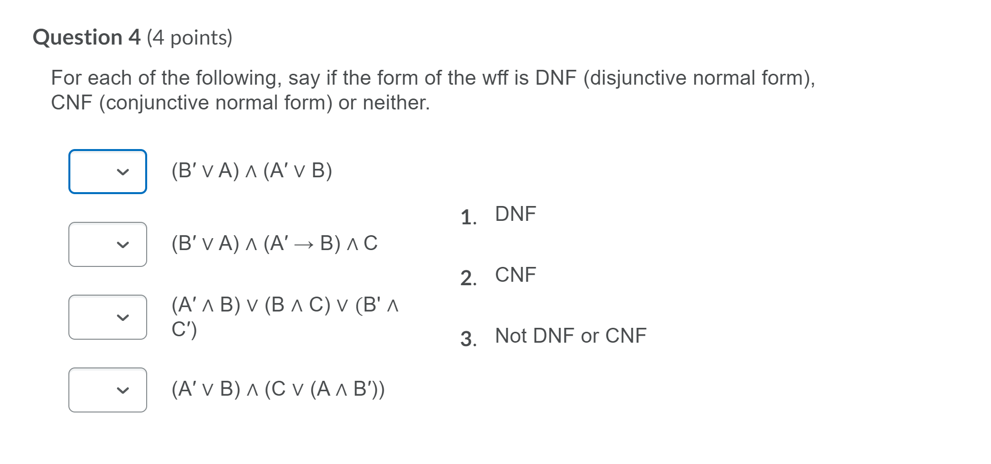 Solved Question 4 (4 points) For each of the following, say | Chegg.com