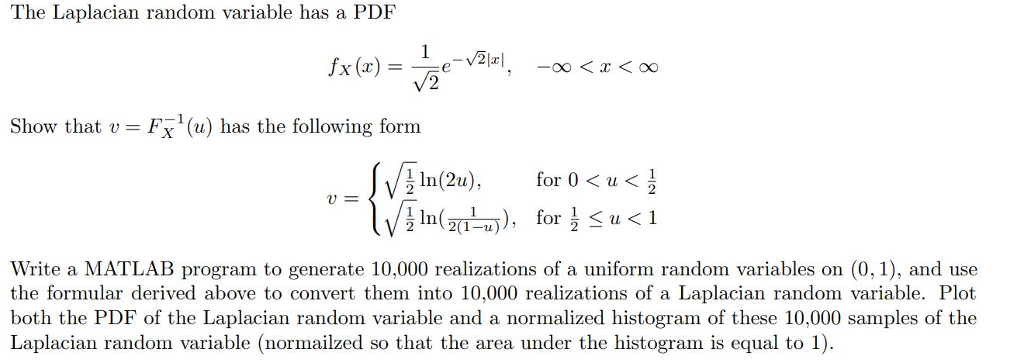 Solved The Laplacian random variable has a PDF fx (x) Show | Chegg.com