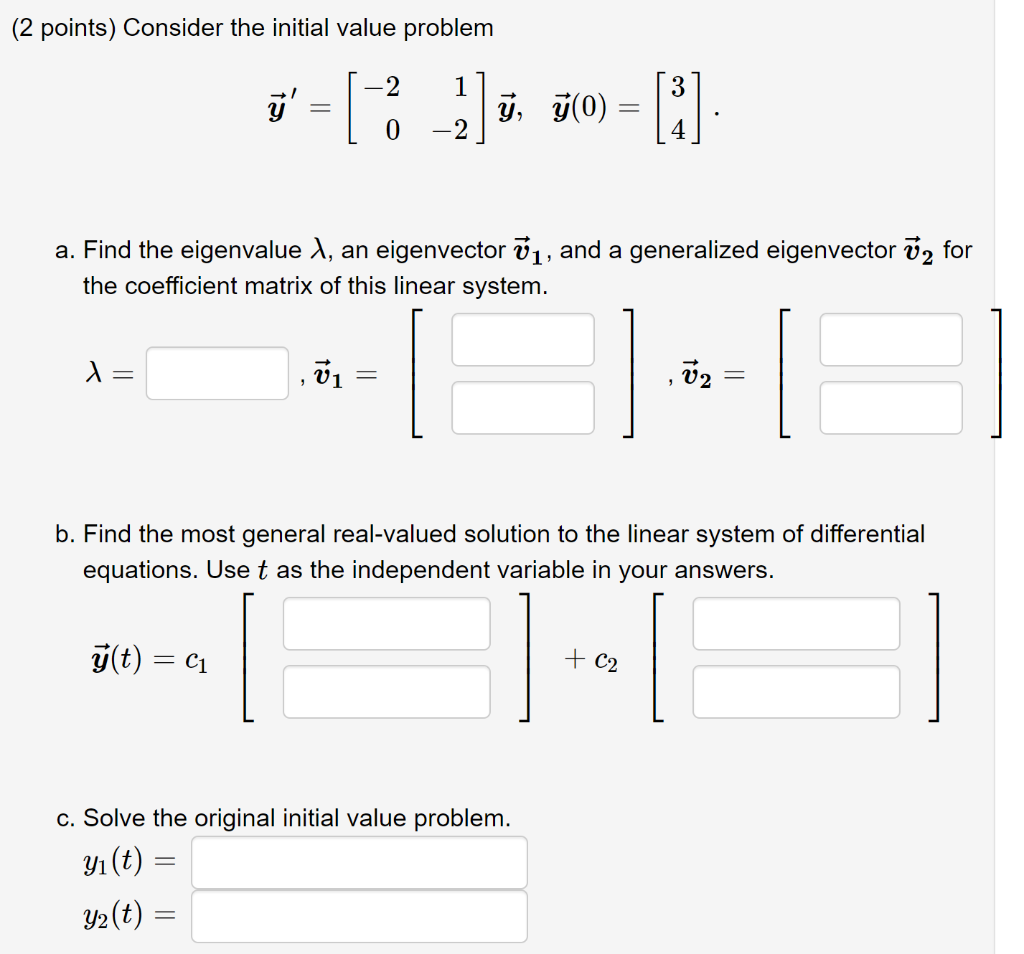 Solved 2 Points Consider The Initial Value Problem 2 1 Chegg