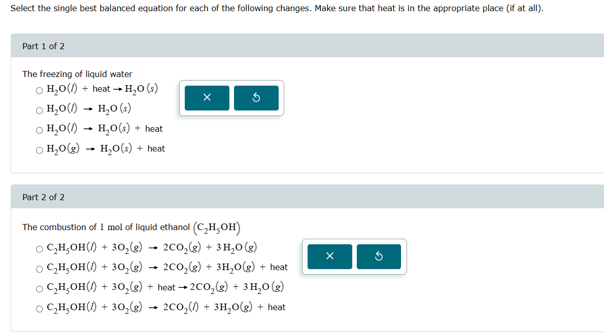 Solved Select the single best balanced equation for each of | Chegg.com