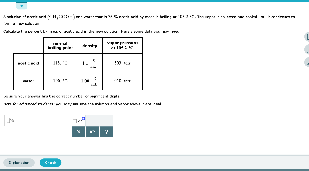 Solved A Solution Of Acetic Acid CH3COOH And Water That I