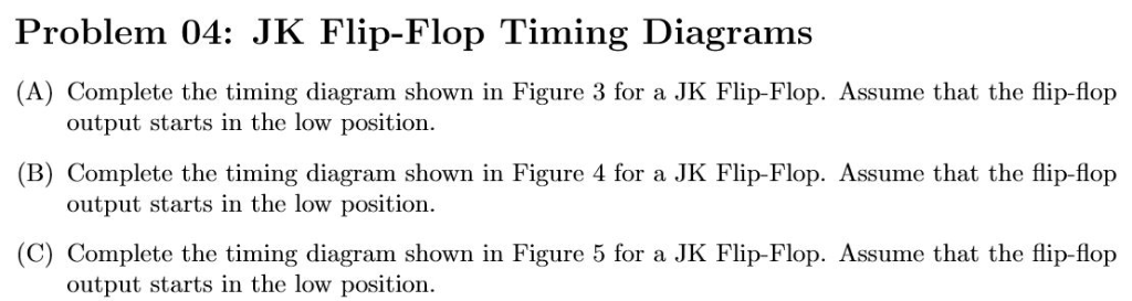 Solved Problem 04: JK Flip-Flop Timing Diagrams (A) Complete | Chegg.com