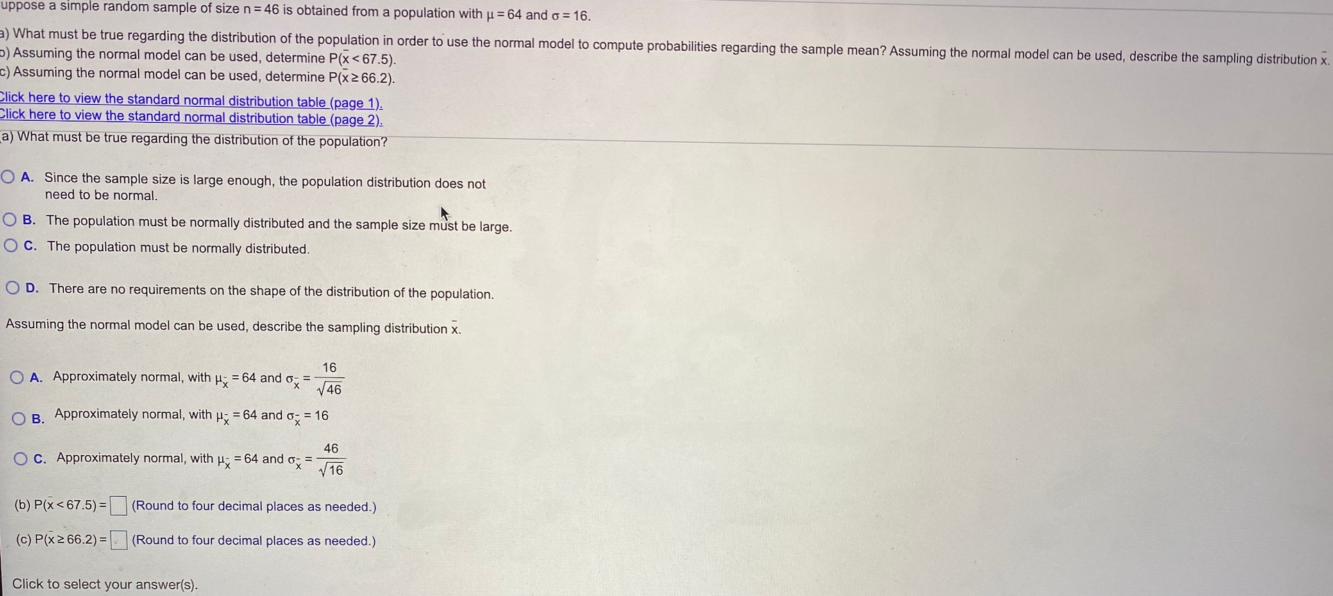 Solved Uppose A Simple Random Sample Of Size N 46 Is Ob Chegg Com