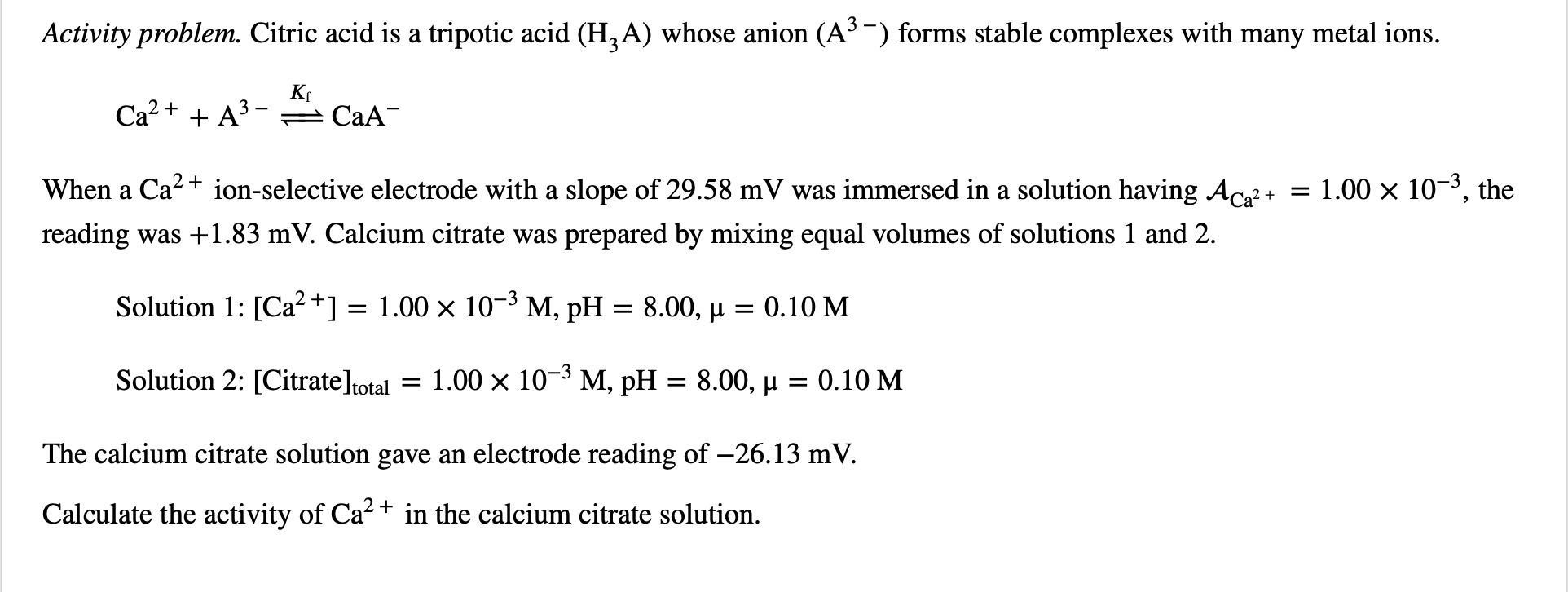 Activity problem. Citric acid is a tripotic acid | Chegg.com