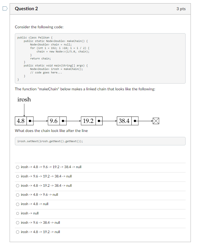 Solved public class Pelikan \{ public static NodecDouble>