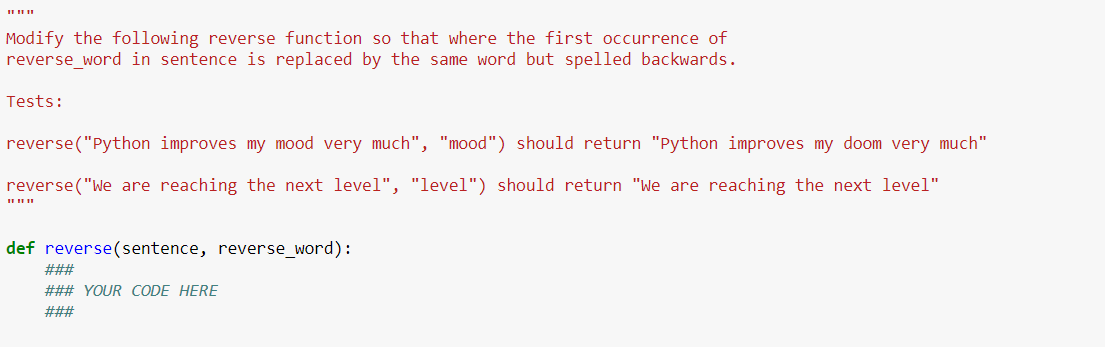 Solved For example- reverse(