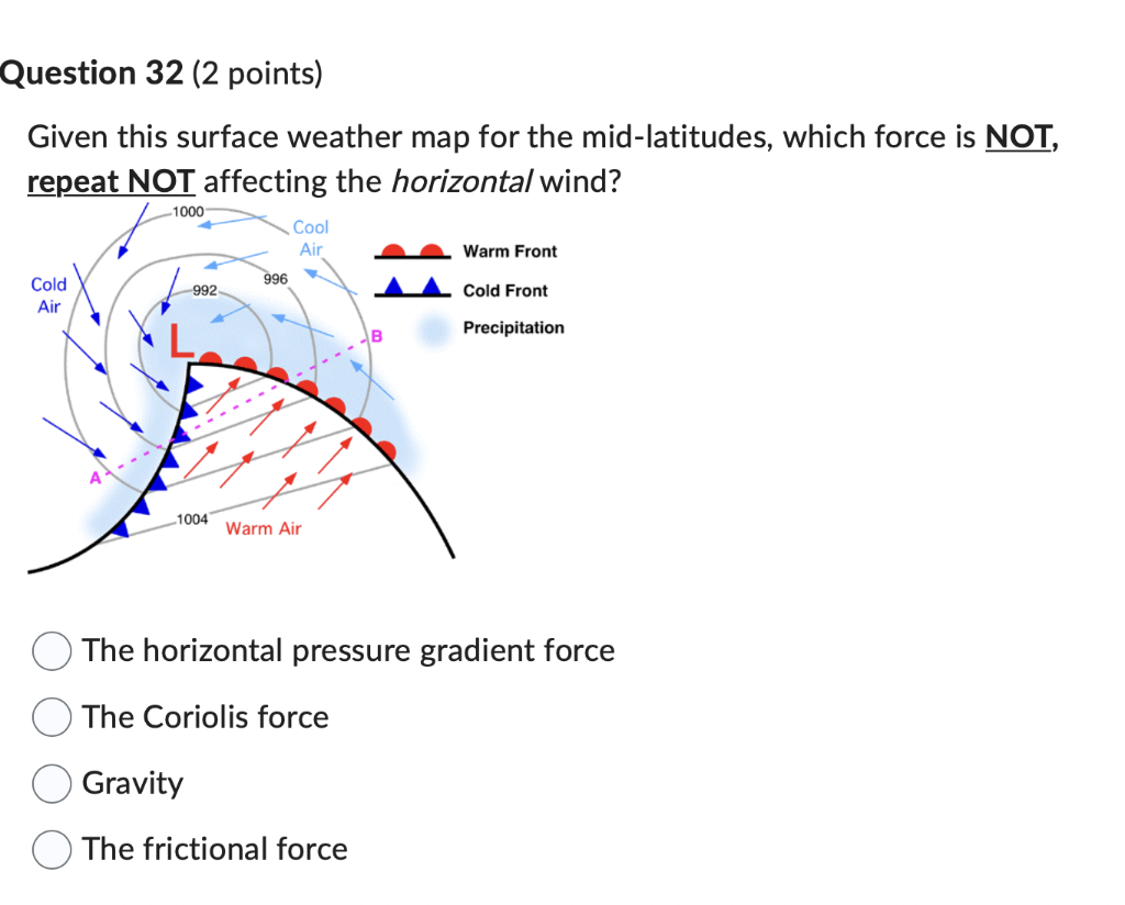 Solved Given this surface weather map for the mid-latitudes, | Chegg.com