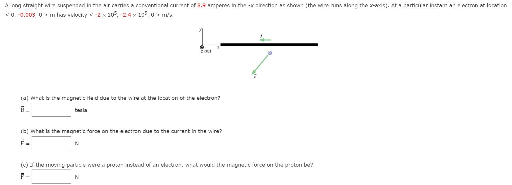 Solved A long straight wire suspended in the air carries a | Chegg.com