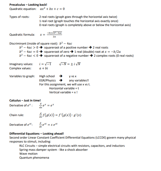 Solved Precalculus - Looking back! Quadratic equation: | Chegg.com
