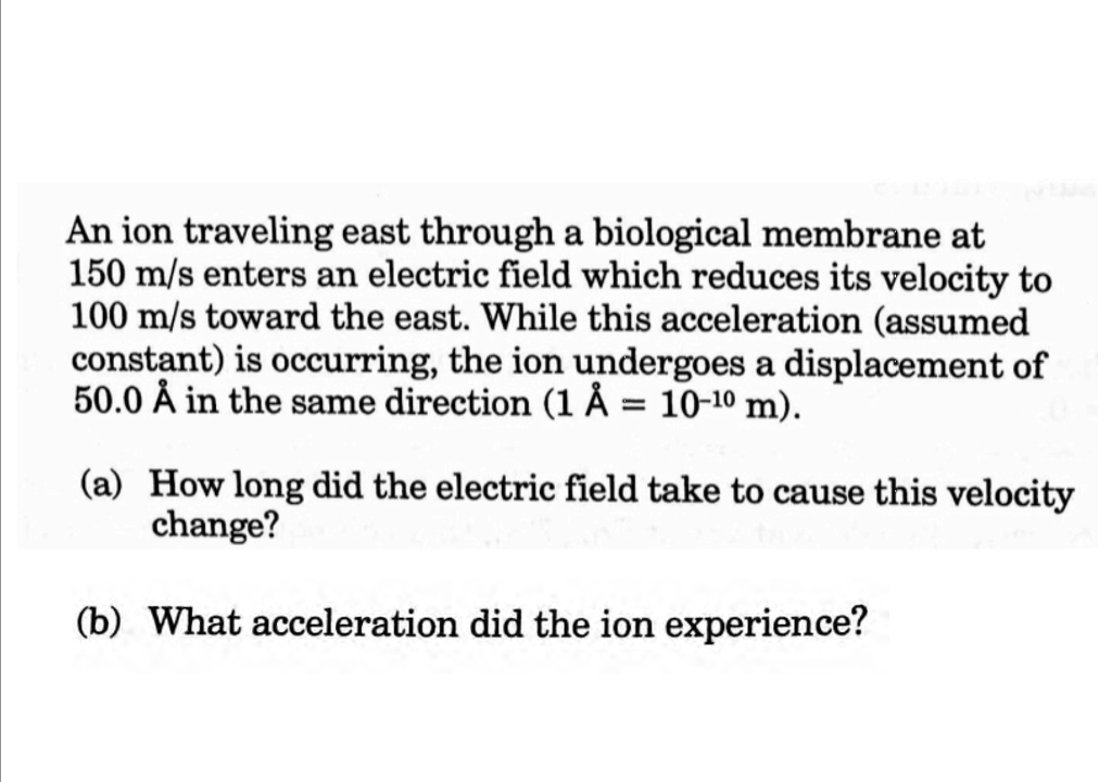 Solved An Ion Traveling East Through A Biological Membran Chegg Com