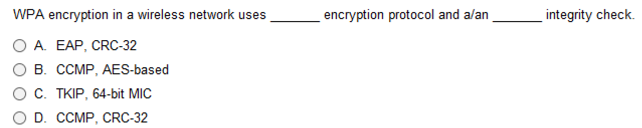 Solved WPA encryption in a wireless network usesencryption | Chegg.com