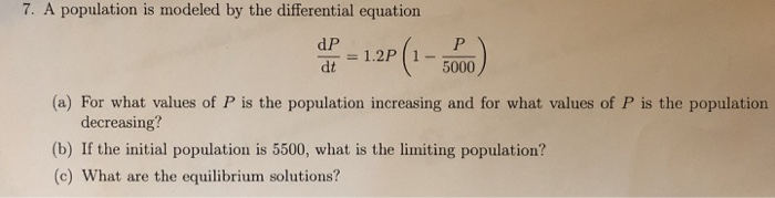 Solved 7. A population is modeled by the differential | Chegg.com
