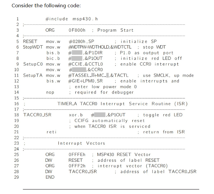 Solved Consider the followina code:1. Fill the highlighted | Chegg.com