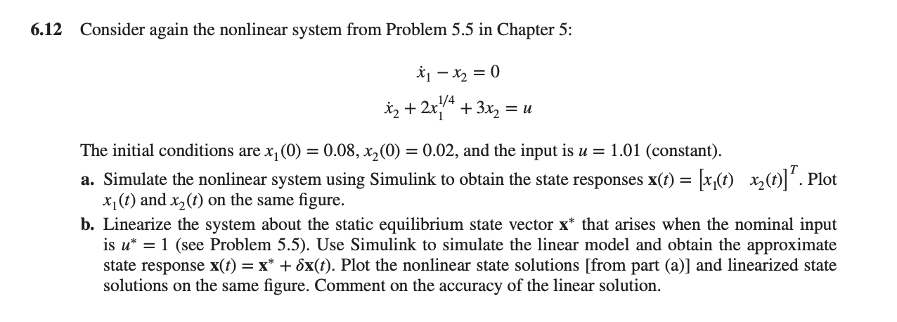 Solved 6.12 Consider again the nonlinear system from Problem | Chegg.com