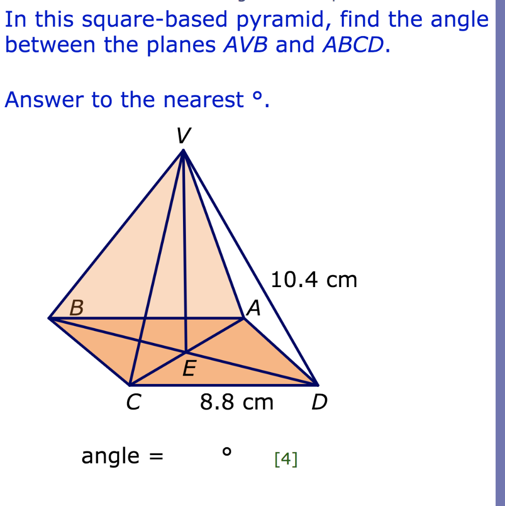 Solved In This Square based Pyramid Find The Angle Between Chegg Solved In This Square based Pyramid Find The Angle Between Chegg