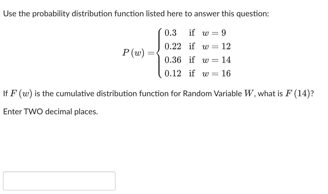 Solved Use The Probability Distribution Function Listed Here | Chegg.com