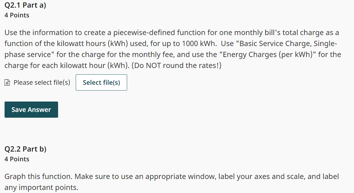 Solved Use the information to create a piecewisedefined