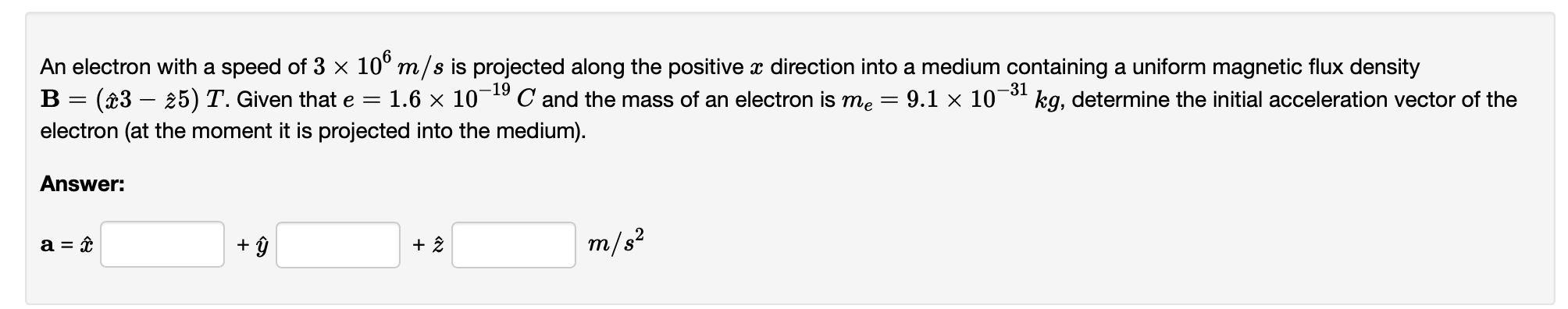 Solved An electron with a speed of 3 x 10 m/s is projected | Chegg.com