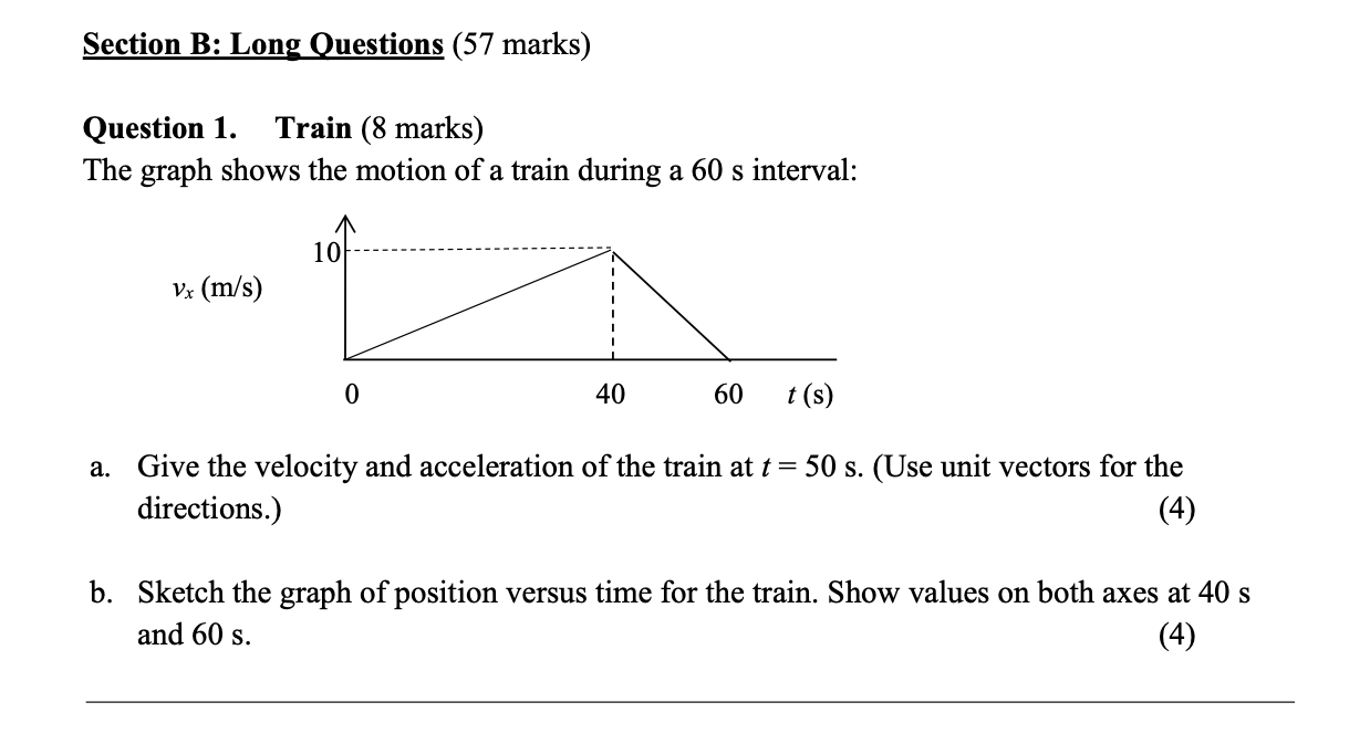 Solved Question 1. Train (8 marks) The graph shows the | Chegg.com
