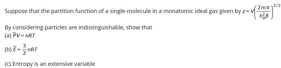 Solved /2mm 3/2 Suppose that the partition function of a | Chegg.com