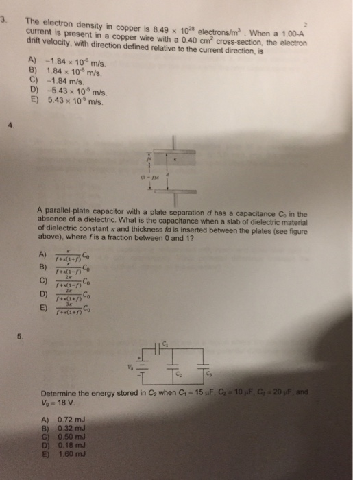 Solved The electron density in copper is 8 49 times 10^25